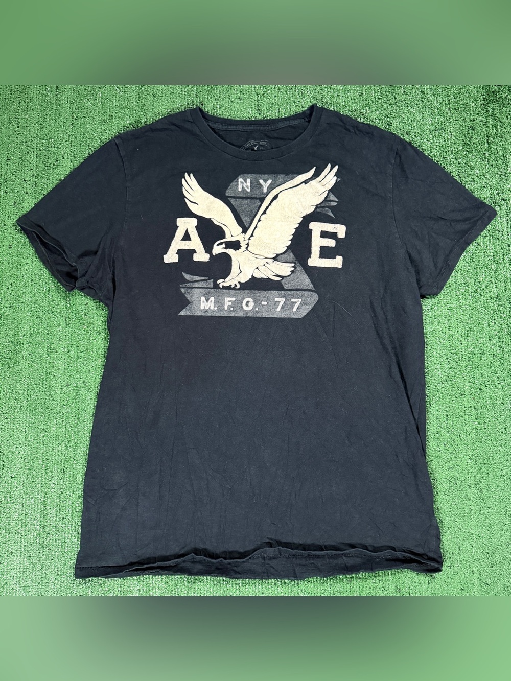 Y2K Mens American Eagle Outfitters Graphic T-Shirt Black Large